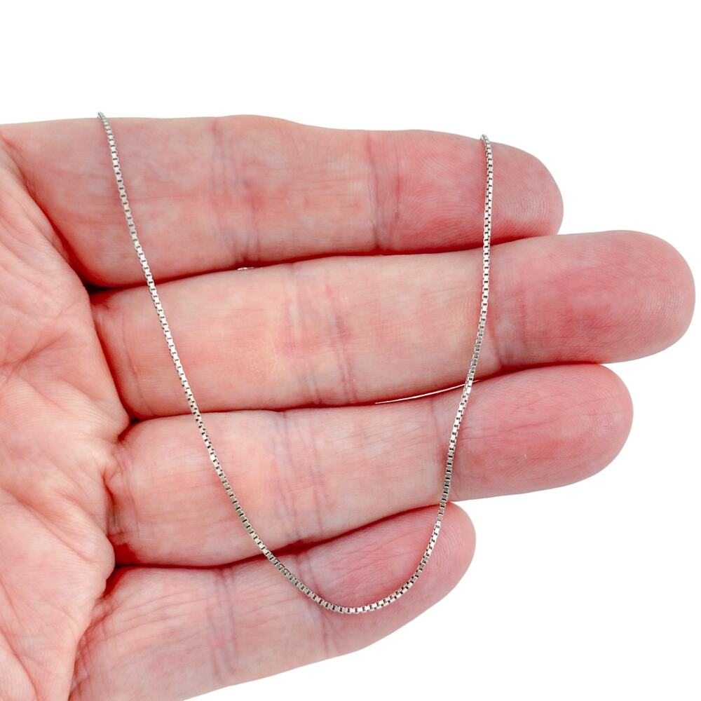Vintage Sterling Silver 925 Box Chain Necklace 18"